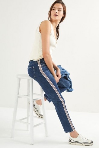Pilcro The Slim Boyfriend Side-Stripe Jeans – casual style – embroidered denim - flipped