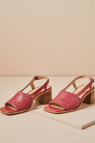 E8 by Miista Woven Slingback Sandals Rose – pretty pink square-toe summer slingbacks - flipped