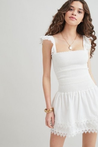 Peixoto Mariel Skirt | white tiered hem summer mini skirts - flipped