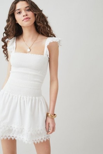 Peixoto Mariel Skirt | white tiered hem summer mini skirts