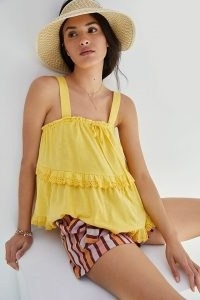 Anthropologie Ingrid Tiered Eyelet Tank Yellow | cotton summer camisole top