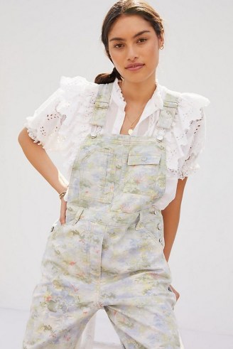 Pilcro Tie-Dye Relaxed Overalls / marbled denim dungarees - flipped