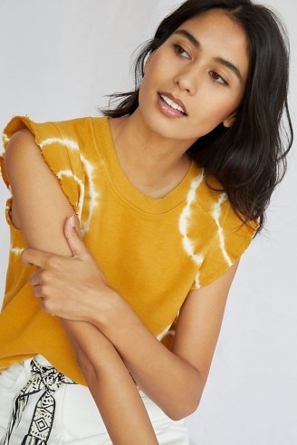 T.La Ruffled Pullover Tank Gold / dyed round neck ruffle shoulder tee - flipped