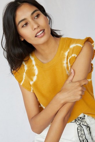 T.La Ruffled Pullover Tank Gold / dyed round neck ruffle shoulder tee