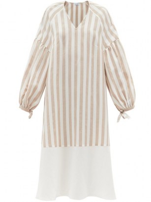 VIKA 2.0 Balloon-sleeve striped Tencel-blend midi dress | relaxed drop shoulder dresses - flipped