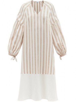 VIKA 2.0 Balloon-sleeve striped Tencel-blend midi dress | relaxed drop shoulder dresses