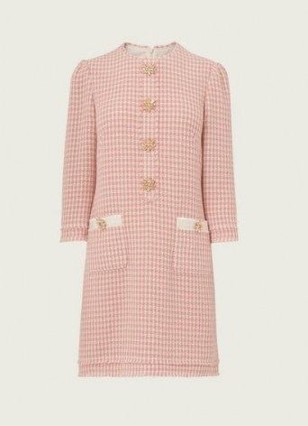 L.K. BENNETT BEAU PINK CREAM TWEED DRESS ~ textured vintage style shift dresses