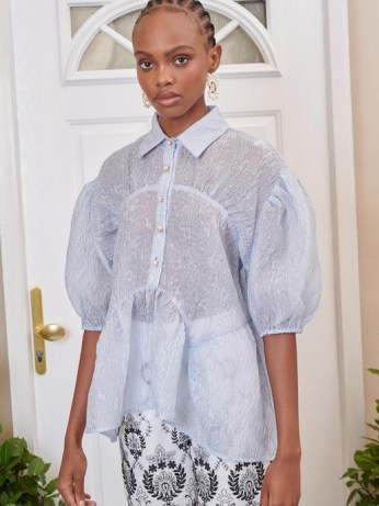 sister jane DREAM Sincerely Oversized Shirt – sheer puff sleeve shirts