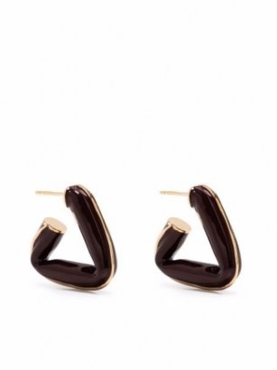 Bottega Veneta brown triangle hoop earrings - flipped