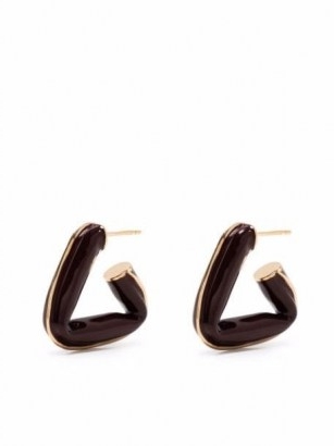 Bottega Veneta brown triangle hoop earrings