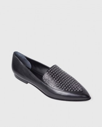 PAIGE Brea Loafer in Black Leather | pointed toe loafers - flipped
