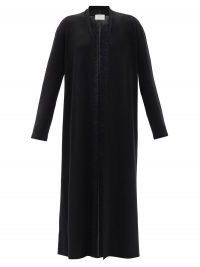 THE ROW Christobel black cashmere-blend cardigan | longline open front cardigans | shawl collar maxi cardi