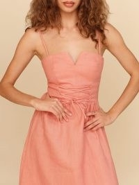 REFORMATION Cosima Linen Dress in Peaches / lace up bodice summer dresses