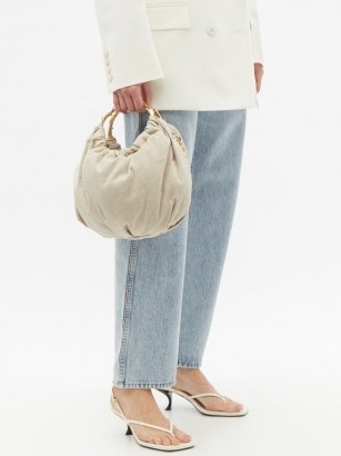 ROSANTICA Croissant Jungla canvas cross-body bag | slouchy beige bags | round top handle handbag - flipped