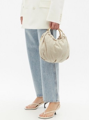 ROSANTICA Croissant Jungla canvas cross-body bag | slouchy beige bags | round top handle handbag