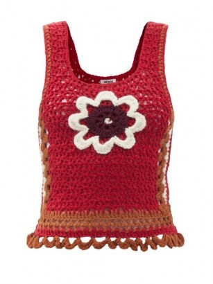 Vintage style knitwear | BATSHEVA Daisy-appliqué crochet top | retro fashion - flipped