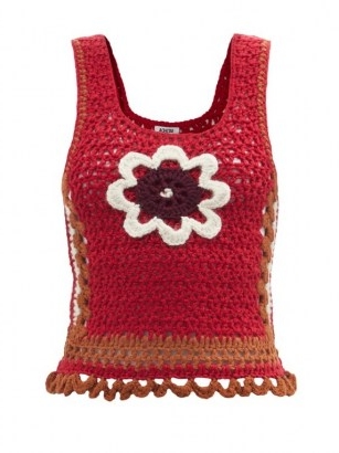 Vintage style knitwear | BATSHEVA Daisy-appliqué crochet top | retro fashion