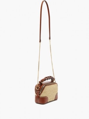 CHLOÉ Daria mini raffia and leather cross-body bag | summer crossbody bags | small top handle handbag - flipped