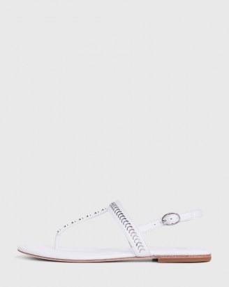 PAIGE Delia Sandals in White Leather | strappy summer flats