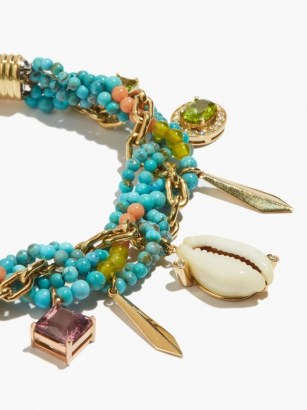 ARON & HIRSCH Diamond, amethyst & 18kt gold charm bracelet / blue stone bracelets with charms - flipped