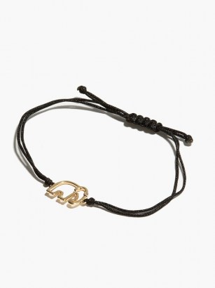 YVONNE LÉON Diamond & 9kt gold elephant charm cord bracelet - flipped