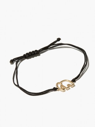 YVONNE LÉON Diamond & 9kt gold elephant charm cord bracelet
