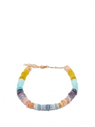 JACQUIE AICHE Diamond, opal & 14kt rose-gold anklet | multicoloured beaded anklets