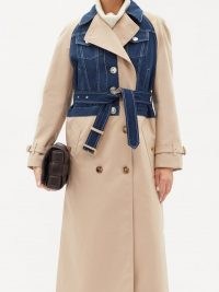 BURBERRY Double-breasted denim and gabardine trench coat