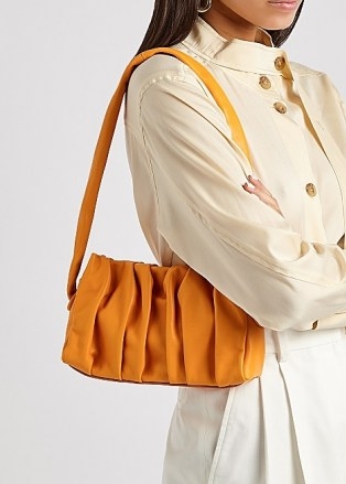 ELLEME Vague orange leather shoulder bag / ruched clutch bags / vibrant gathered handbag / bright pleated handbags - flipped
