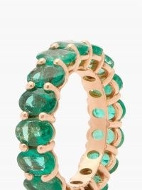 SHAY Emerald & 18kt rose gold eternity ring ~ green oval cut gemstone rings