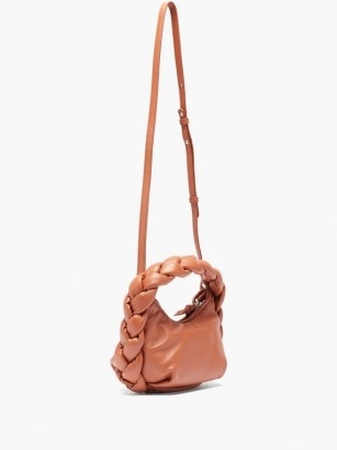 HEREU Espiga mini braided leather bag / small brown top handle bags - flipped