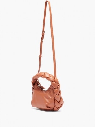 HEREU Espiga mini braided leather bag / small brown top handle bags