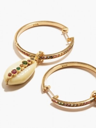 ARON & HIRSCH Etiope 18kt gold & sapphire hoop earrings