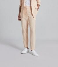 REISS EVELYN WOOL LINEN BLEND SLIM FIT TROUSERS APRICOT – women’s summer trouser suits