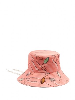 LOEWE PAULA’S IBIZA Fisherman seashell-print twill hat in pink / printed bucket hats - flipped