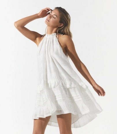 REISS GABRIELLA LINEN BLEND MINI DRESS WHITE / floaty summer trapeze dresses