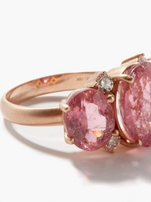 IRENE NEUWIRTH Gemmy Gem diamond, tourmaline & 18kt gold ring ~ pink gemstone rings - flipped