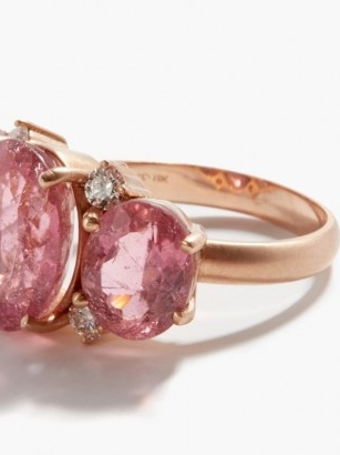 IRENE NEUWIRTH Gemmy Gem diamond, tourmaline & 18kt gold ring ~ pink gemstone rings