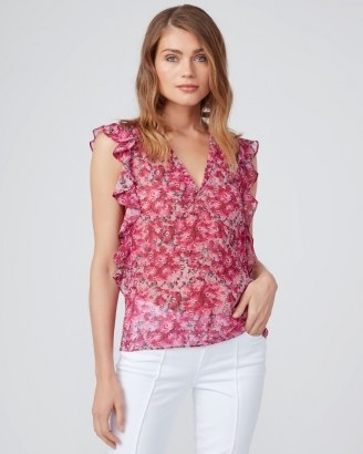 PAIGE Genie Top Chateau Rose ~ pink floral flutter sleeve tops - flipped
