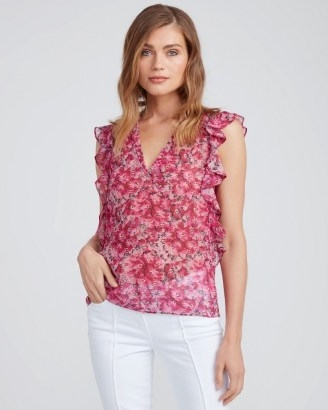 PAIGE Genie Top Chateau Rose ~ pink floral flutter sleeve tops