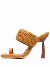 Gia Couture Rosie woven strap mules ~ brown leather mule sandals