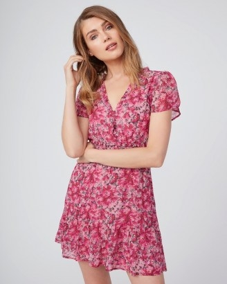 PAIGE Giannina Dress Chateau Rose ~ pink floral silk georgette mini dresses - flipped