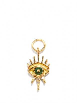 JACQUIE AICHE Gigi diamond, malachite & 14kt gold evil eye charm | charms for earrings, necklaces, bracelets and anklets - flipped