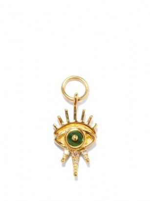 JACQUIE AICHE Gigi diamond, malachite & 14kt gold evil eye charm | charms for earrings, necklaces, bracelets and anklets