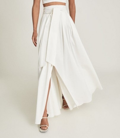 REISS GIGI GATHER DETAILED MAXI SKIRT WHITE / long summer skirts