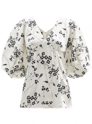 JULIE DE LIBRAN Gilda puffed-sleeve floral-print silk blouse - flipped