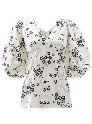 JULIE DE LIBRAN Gilda puffed-sleeve floral-print silk blouse
