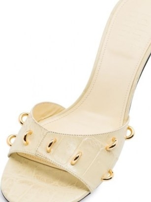 Givenchy 45mm leather studded gold ring mules – croc embossed kitten heels - flipped