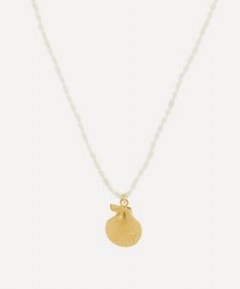 ANNI LU Gold-Plated Shell and Pearl Necklace / ocean inspired pendant necklaces - flipped