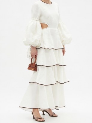 AJE Gracious cutout tiered linen-blend dress ~ romantic summer occasion dresses - flipped